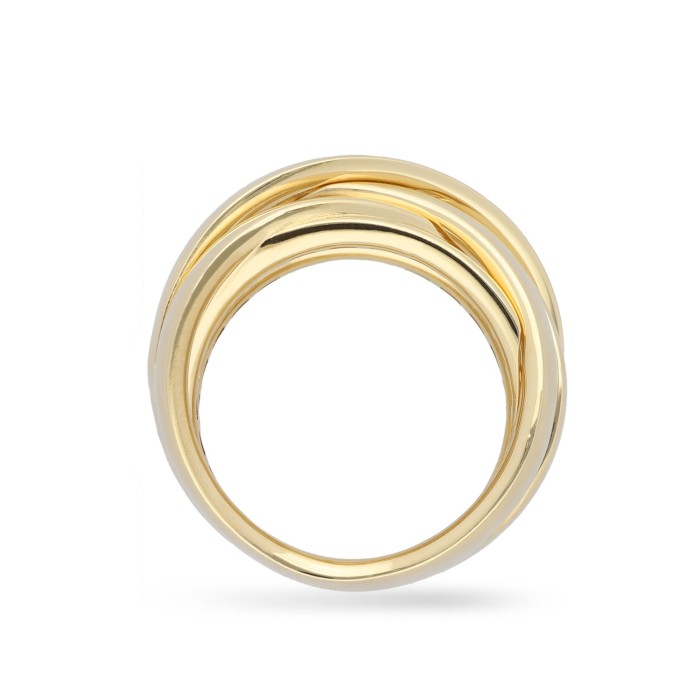 Cross Ring Six Strips Grau Yellow Gold