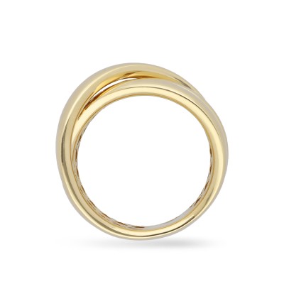 Cross Ring Three Strips Grau Yellow Gold