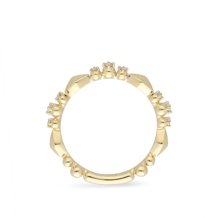 Bollicine Rhombus Ring with Diamonds in Yellow Gold
