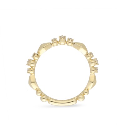 Bollicine Rhombus Ring with Diamonds in Yellow Gold