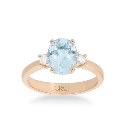 Anillo Good Mood Grau Aguamarina y Oro Rosa