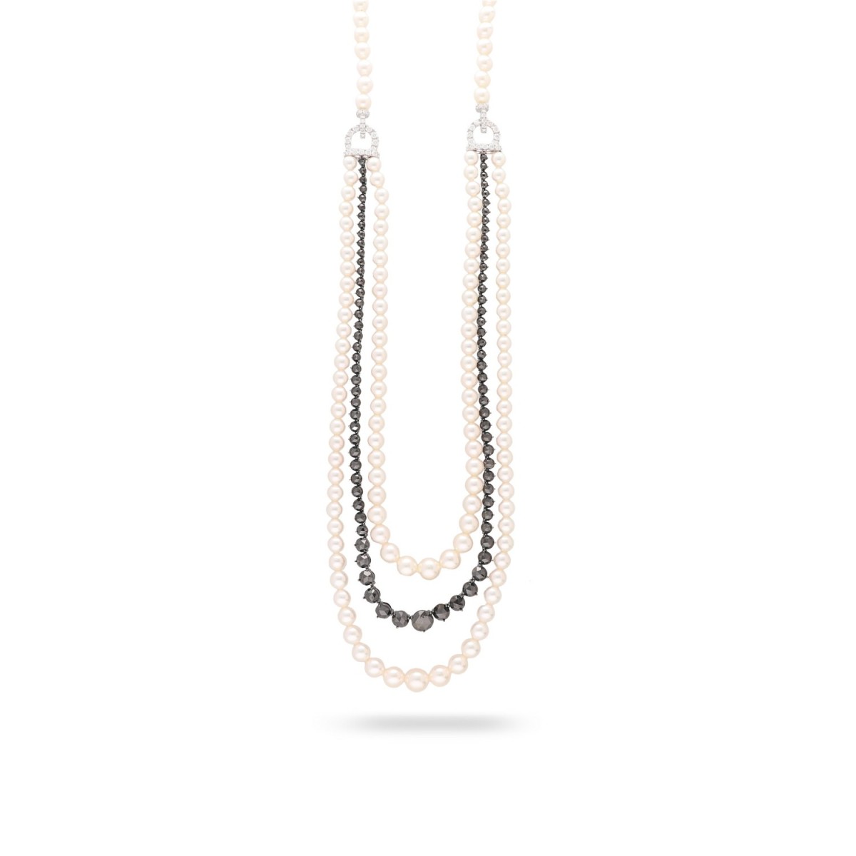 Necklace with Pearls and Black Diamonds