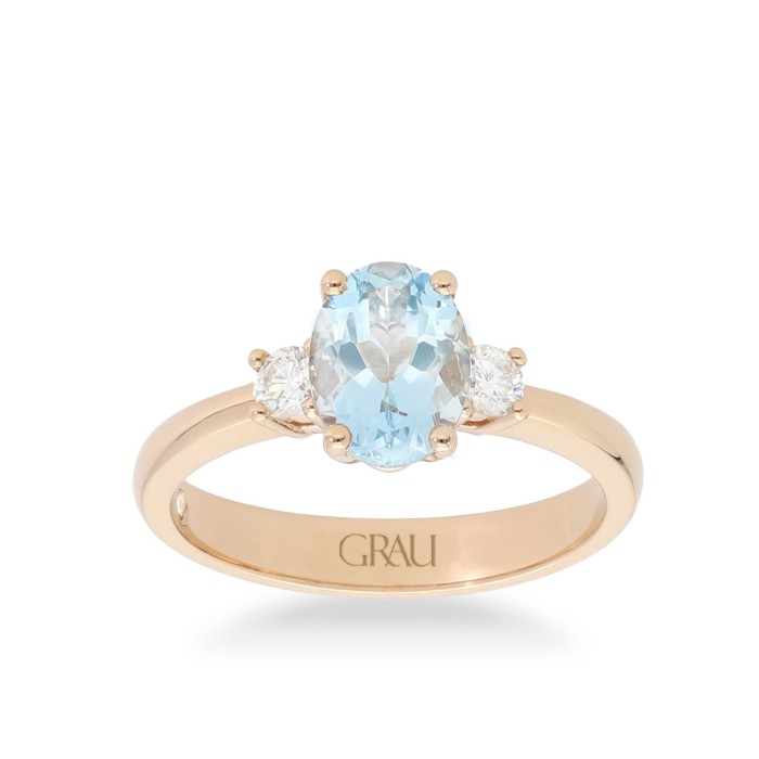 Trilogy Solitaire Ring with Aquamarine