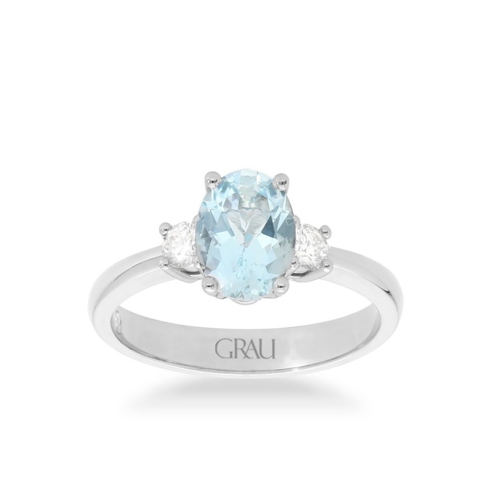 Trilogy Solitaire Ring with Aquamarine