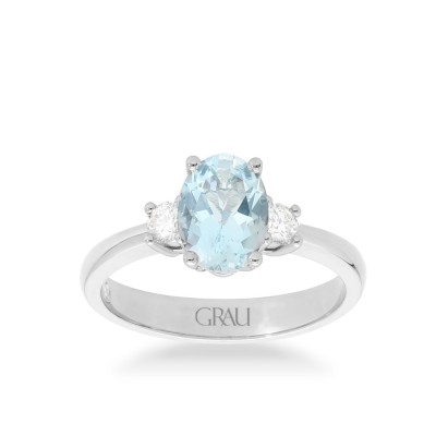 Anillo solitario Trilogy con Agua marina