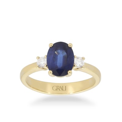 Anillo Solitario Trilogy con Zafiro Azul