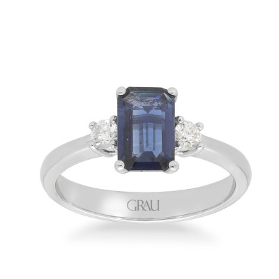 Anillo solitario Trilogy con Zafiro Azul
