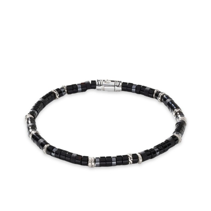 Brazalete Heishi Plata con Onyx Negro