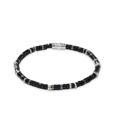 Heishi Silver Bracelet with Black Onyx