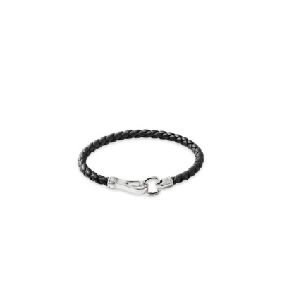 Pulsera de Cuero y Plata con Cierre de Gancho