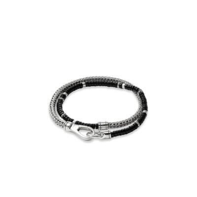 Pulsera Heishi Enrollada de Plata Esterlina y Onix Negro