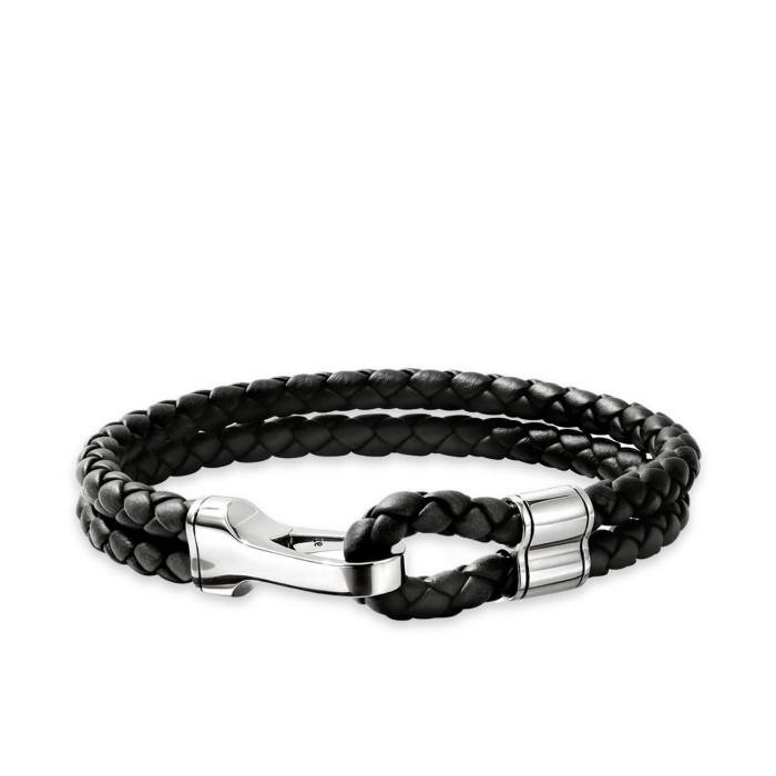 Pulsera de Cuero y Plata con Cierre de Gancho