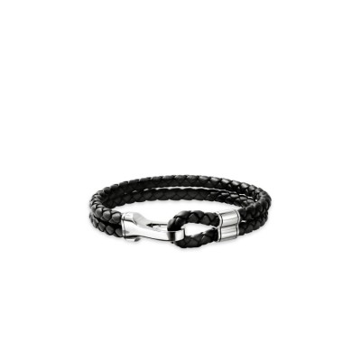 Pulsera de Cuero y Plata con Cierre de Gancho