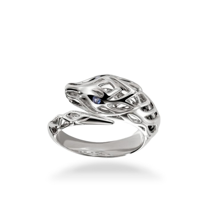Anillo Naga Plata con Zafiro Azul
