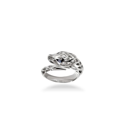JH Naga Silver Ring with Blue Sapphire