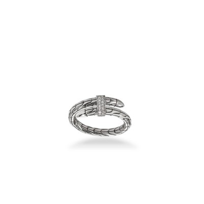 JH Spear Ring for Men in Silver with Diamonds