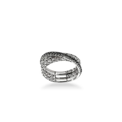 JH Essentials Silver Ring with Black Sapphire