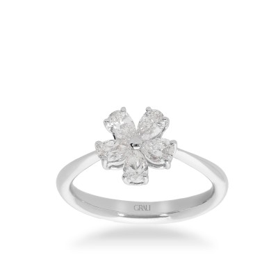 Anell Flor en Or Blanc