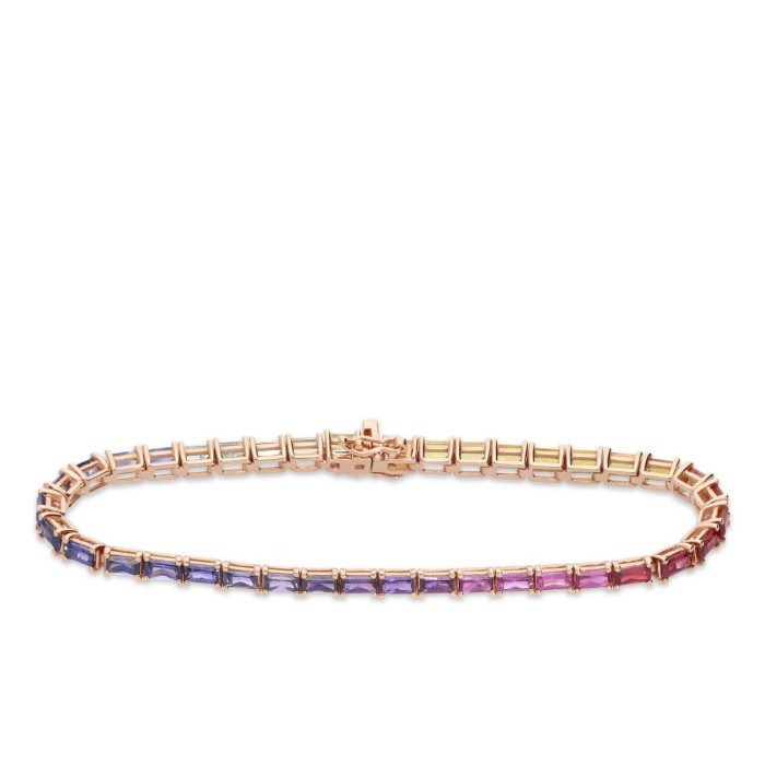 Polsera Riviere Rainbow Safirs Or Rosa