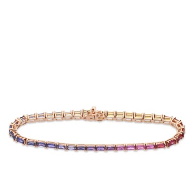 Polsera Riviere Rainbow Safirs Or Rosa