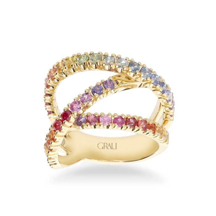 Triple-band Ring with Sapphires