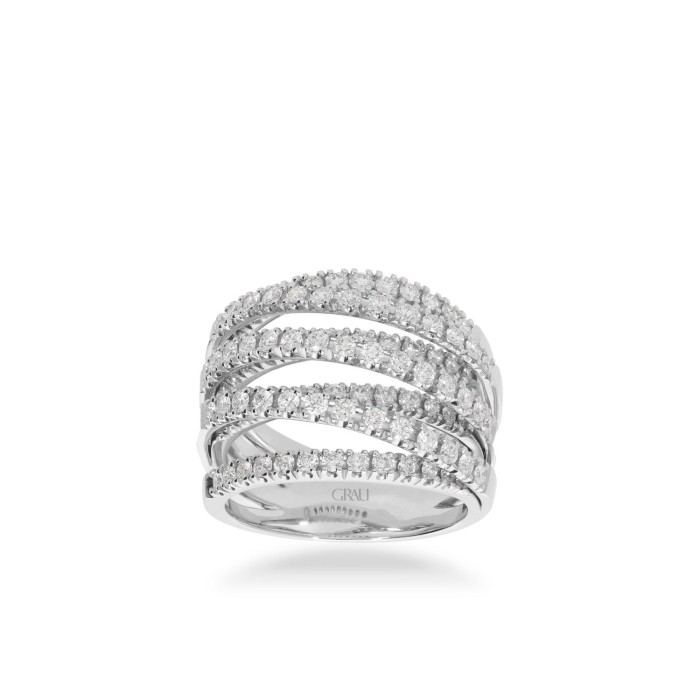 Band Crossover Ring with Diamonds