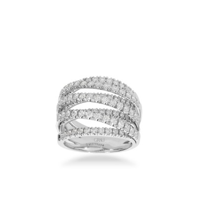 Band Crossover Ring with Diamonds