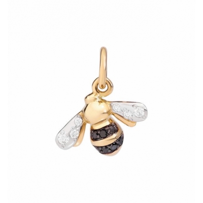 Dodo yellow gold and black and white diamond bee charm