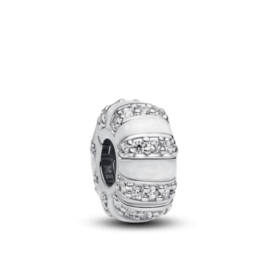 Clip Plata Pandora amb Zirconites i Esmalte Blanc
