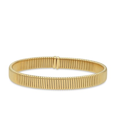 Flat Tubogas Bracelet 7mm Yellow Gold Grau