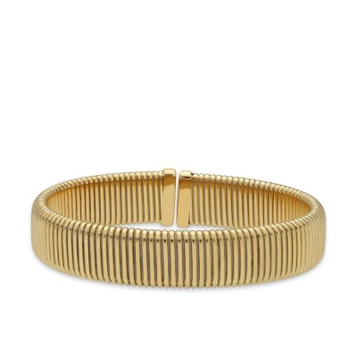 Flat Tubogas Bracelet 12mm Yellow Gold Grau