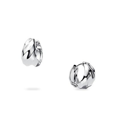 Pandora Silver Rippled Hoop Earrings