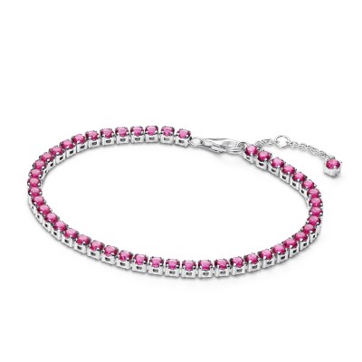 Pandora Silver Tennis Bracelet with Pink Crystals