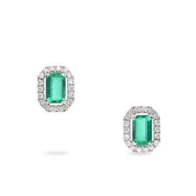 Earrings By Grau with Emerald and Diamonds