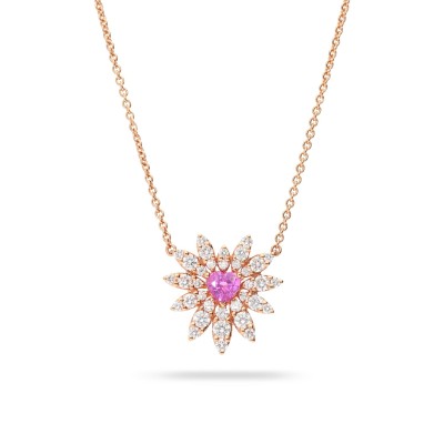 Rose Gold Necklace with Pink Sapphire
