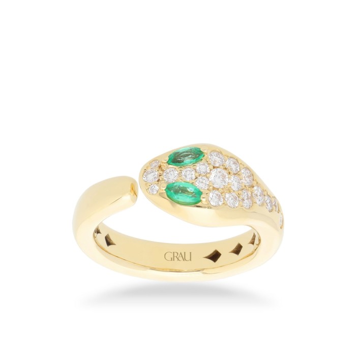 Anell de Serp amb Diamants i Esmeraldes