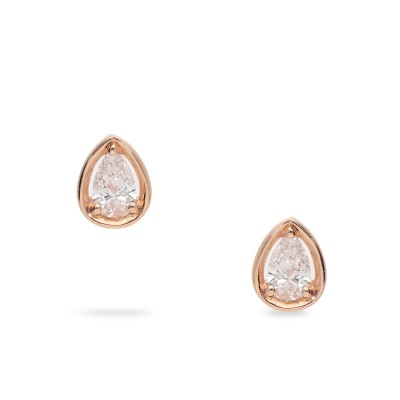 Pendientes Dormilona de Oro Rosa con Diamante
