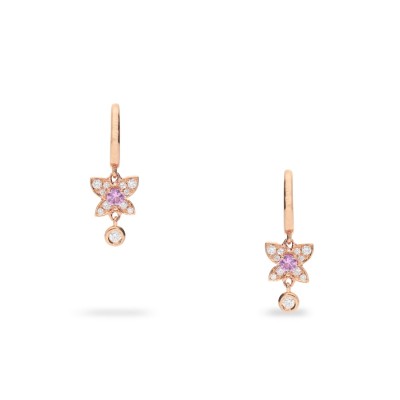 Pendientes de Oro Rosa con Zafiros Rosa y Diamantes