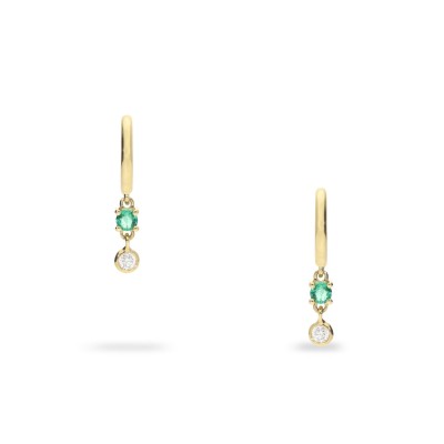 Pendientes de Oro Amarillo con Esmeralda y Diamantes