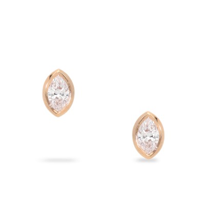 Pendientes Dormilona de Oro Rosa con Diamantes