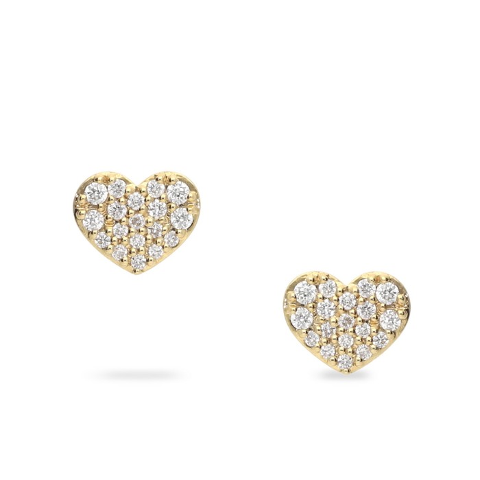 Arracades Dormilona Cor amb Diamants en Or Groc