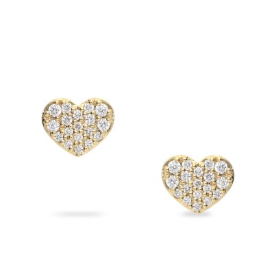 Pendientes Dormilona Corazón con Diamantes en Oro Amarillo