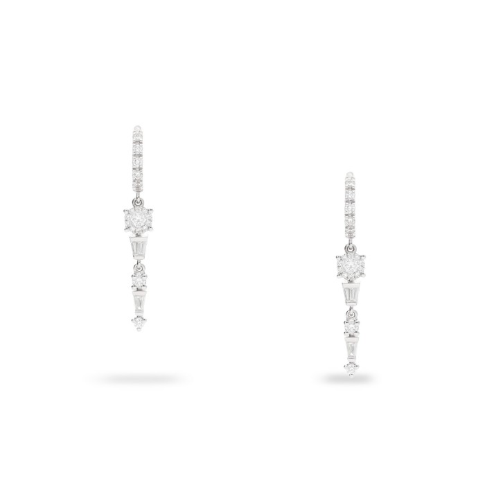 Arracades d’Or Blanc amb Diamants Llargs