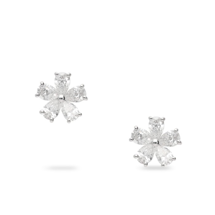 Arracades flor amb diamants en or blanc