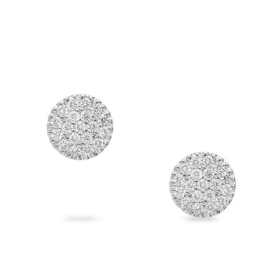 Pendientes Botón Oro Blanco con Pavé de Diamantes