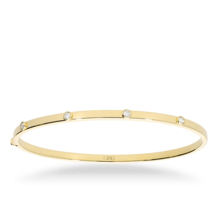 Yellow Gold Bangle with Diamonds