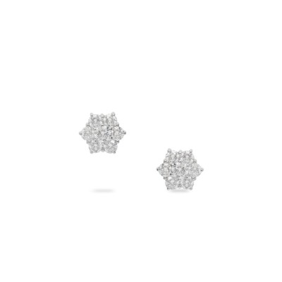 Pendientes Botón Hexagonal Oro Blanco con Diamantes