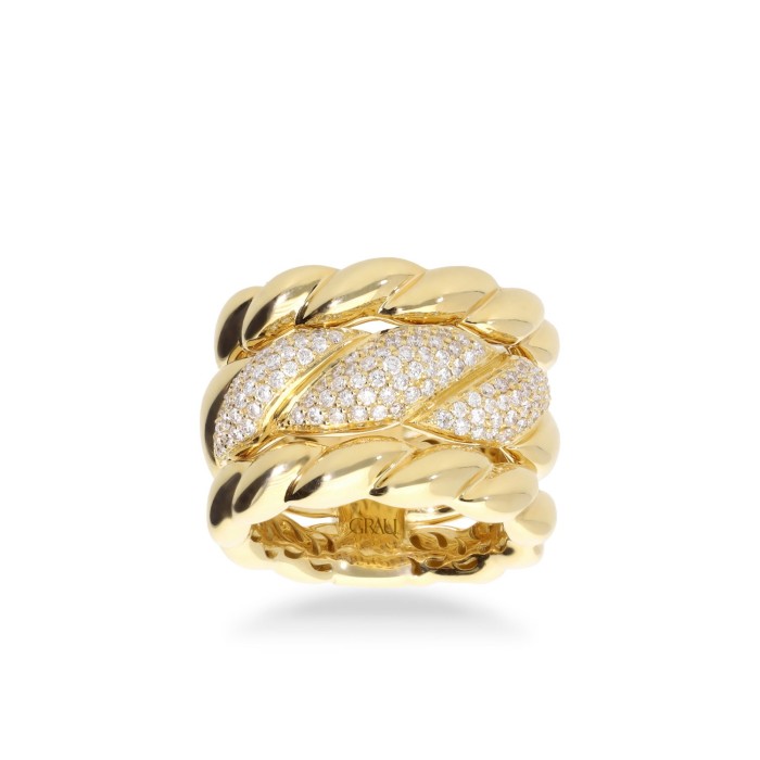 Anell d’Or Groc amb Semipavé de Diamants