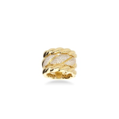 Anell d’Or Groc amb Semipavé de Diamants