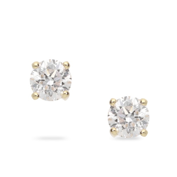 Yellow Gold Diamond Stud Earrings